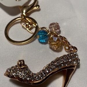 Gold and Crystal High Heel Purse Charm